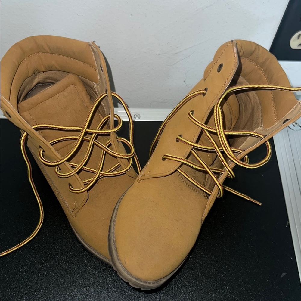 Tan Lace-Up Boots